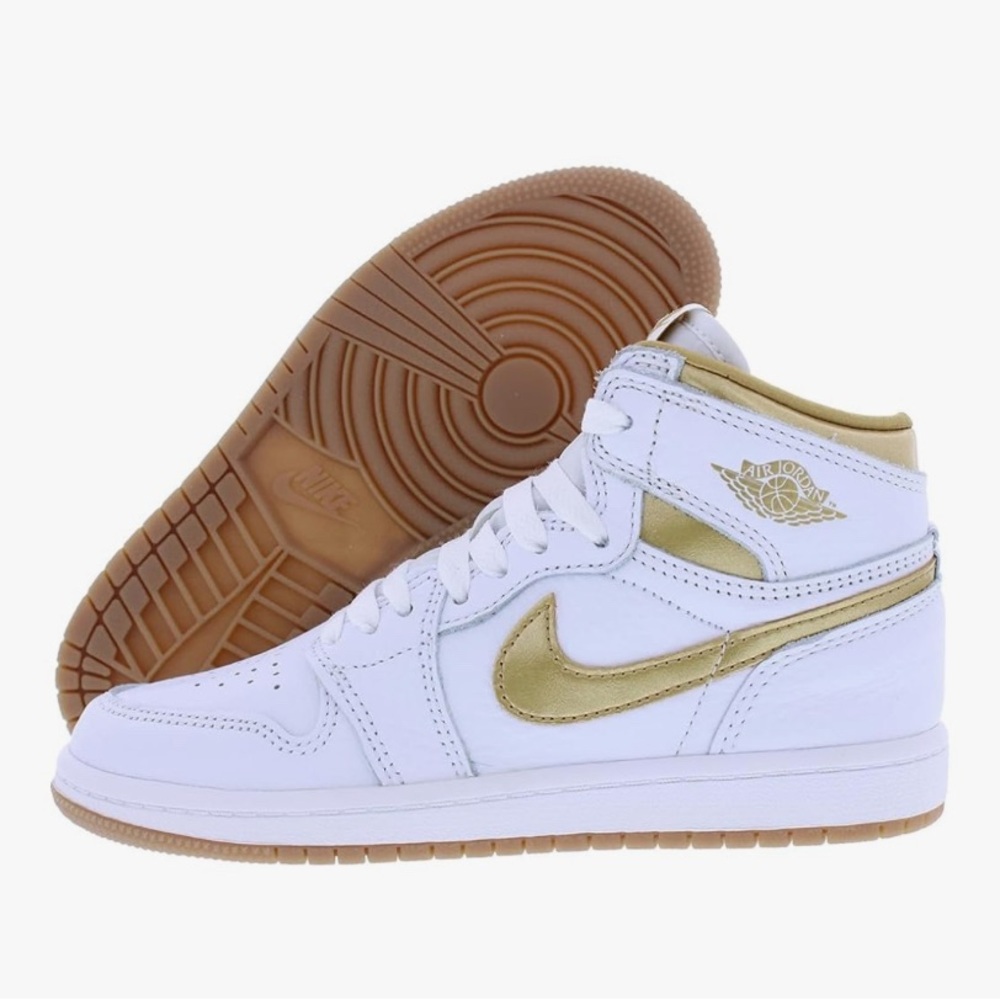 Kids Jordan Sneakers in White and Gold
